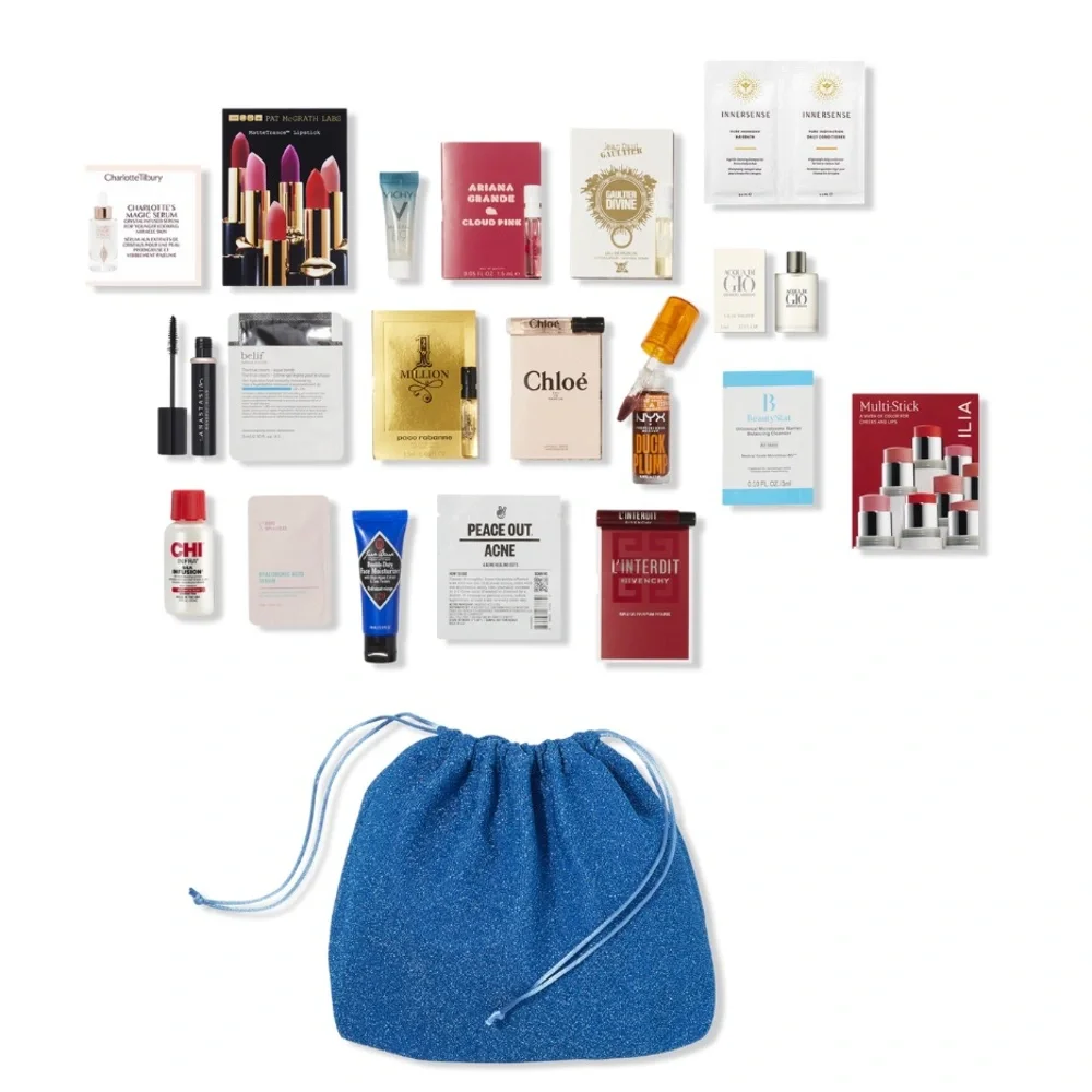 NWT 22 Pc Beauty Makeup Perfume Haircare Skincare Travel Sz Sample & Beauty Bag - Picture 2 of 14